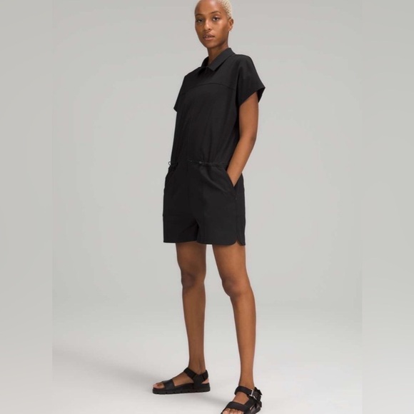 lululemon athletica Pants - Lululemon Stretch Rib Pocketed Romper Black size 8